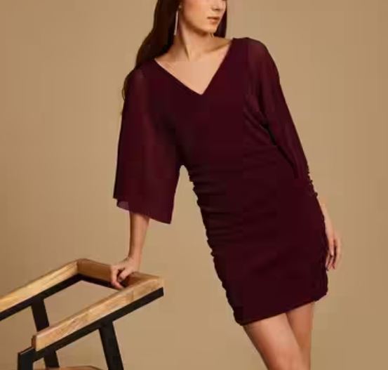 Kazo Wine Color Dress
