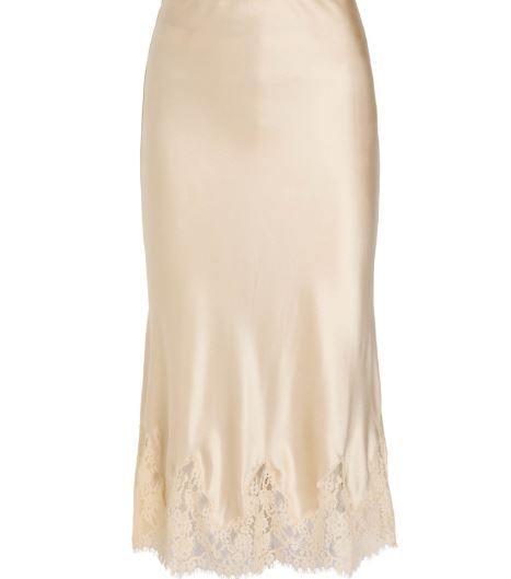 Harvey Nichols Carolina Lace Trimmed Silk Satin Midi Skirt