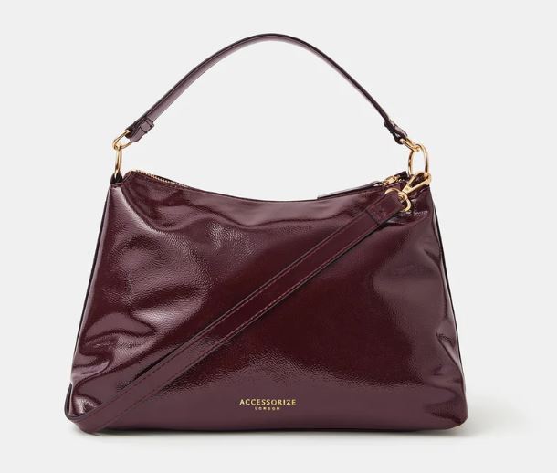 Accessorize Burgundy Slouchy Patent Handbag